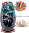 Ceramic Backflow Incense Holder and Burner Waterfall, with 120 Backflow Incense