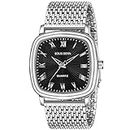 LOUIS DEVIN Steel Chain black Dial Silver Band Stainless Steel Analog Wrist Watch for Men -G042-BLK-CH