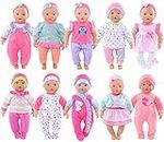 10 Sets Total 26 Pcs Doll Outfits Clothes Accesories for 10 Inch Baby Dolls 12 Inch New Born Baby/Alive Baby Dolls 14 inch Dolls （No Doll）
