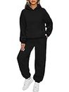 AUTOMET Womens 2 Piece Outfits Lounge Hoodie Sweatsuit Sets Oversized Sweatshirt Baggy Fall Fashion Sweatpants with Pockets, Black, Large