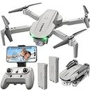 SIMREX X800 Drone with Camera for Adults Kids, 1080P FPV Foldable Quadcopter with 90° Adjustable Lens, RGB Lights, 360° Flips, One Key Take Off/Landing, Altitude Hold, 2 Batteries (Gray)