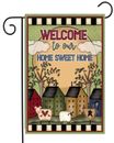 Bienvenido a nuestro hogar dulce hogar bandera jardín calidad de doble cara