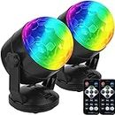 CATPOWER Pack of 2, Remote Control Portable Sound Activated Party Lights for Outdoor and Indoor, Battery Powered or USB Plug in, Dj Lighting, RBG Disco Ball, Strobe Lamp Stage Par Light for Car Room Dance Parties