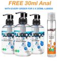 3 x Lubido Water Based Lubricant  250ml Pump Packs + FREE 30ml Anal-Ease