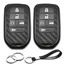 2pcs Compatible with Honda Smart Carbon Fiber Looks Silicone FOB Key Case Cover Protector Keyless Remote Holder for 2019 2018 2017 2016 2015 Honda Civic CR-V Accord CRV Pilot EX EX-L Touring
