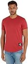 Calvin Klein Jeans Uomo T-shirt Maniche Corte Badge Turn Up Sleeve Scollo Rotondo, Rosso (Garnet), M