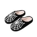 LNERIP Spooky Halloween Spiderweb Slippers Speder webs Embroidery Print Fluzzy Soft Travel Slipper Indoor Outdoor House Shoes White 39-40