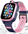 Kids 4G GPS Smart Watch Worldwide Real-Time Tracking Waterproof Phone Video Call Text SOS Emergency Alarm Camera Geo-Fence Pedometer Anti-Lost GPS Tracker Watch for Christmas Girl Boy Gift