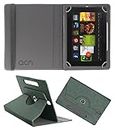 Acm Designer Rotating Leather Flip Case Compatible with Kindle Fire Hd 7 2012 2nd Gen Cover Stand Grey