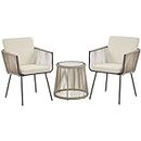 Yaheetech 3-Piece Patio Furniture Set, Outdoor PE Rattan Wicker Bistro Set w/ 2 Chairs & Tempered Glass Top Table & Cushions, for Poolside/Porch/Garden/Yard