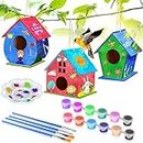 Arts and Crafts for Kids, 3 Pack DIY Bird House Kit for Children to Build and Paint Birdhouse Garden Decoration for 3+ Year Old Boys and Girls Christmas Gifts