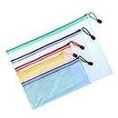 5 Peices PVC Zip File Folders, Mesh Document File Bags Storage Pouch with Zipper for Offices Supplies Travel Accessories A4 A5 B5 A6 B6