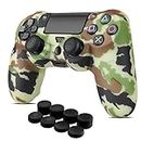 TNP Slim/Pro Controller Skin Grip Cover Case Set for PS4 - Protective Soft Silicone Gel Rubber Shell & Anti-slip Thumb Stick Caps for Sony PlayStation 4 Controller Gaming Gamepad (Camo Brown)