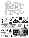 Hero Arts SB395 Color Layering Sunset Over Waves HeroScape Bundle Clear Stamp Set with Matching Steel Die Set