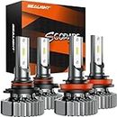 SEALIGHT H11 9005 LED Headlight Bulbs Combo, 36000LM 600% Brightness High Beam Low Beam LED Bulb Kit, 6000K Bright White, Halogen Replacement, Quick Installation, Pack of 4