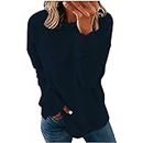 oelaio Party Sweatshirt Womens Trendy Girls Long Sleeve Shirt Casual Crewneck Cute Pullover Tops Fall Casual Holiday Dark Blue