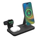 mophie Snap+ 3-in-1, 15w Wireless Charger Compatible with iPhone14, MagSafe, & other Qi Enabled Phones, AirPods, Adapter for Smart Watch (Apple or Galaxy) (Watch Charger Not Included, Attach Your Own)