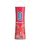Durex Lube Strawberry Flavoured Lubricant Gel for Men & Women - 50ml | Water based lube | Compatible with condoms & toys