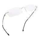 LifeArt Blue Light Blocking Glasses, Computer Reading Glasses, Anti Blue Rays, Reduce Eyestrain, Rimless Frame Tinted Lens with diamond, Stylish for Men and Women (Silver, 1.00 Magnification)