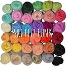 FILZ FUNK Set of 36 Colors Fiber Yarn Roving Wool for Needle Felting Hand Spinning DIY
