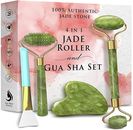 Jade Roller and Gua Sha Set for Face | 100% Authentic Natural Jade Gua Sha Face