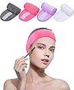Sinland Spa Headband for Women 4 Pack Adjustable Makeup Hair Band with Magic Tape,Head Wrap for Face Care,Mask, Makeup and Sports c