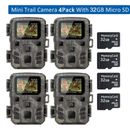 1/4 Pack Mini Trail Camera 24MP 1080P Game Hunting Motion Activated Night vision