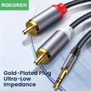 Rocoren Rca Cable, 3.5mm Male To 2rca Male Stereo Audio Aux Cable Golden Plated Audio Subwoofer Adapter Dual Shielded Red And White Cord For Home Theater Amplifier Hi-fi System Audio Speaker