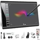 UGEE Graphics Drawing Tablet, M708 V2 10x6 Inch Ultra Thin Large Graphics Drawing Tablets Art Pad with 8 Hot Keys 8192 Level Battery-Free Stylus for Win/Mac/Android, Creation Sketch, Online Teaching