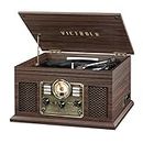 Victrola Nostalgic 6-in-1 Bluetooth Record Player & Multimedia Center with Built-in Speakers | 3-Speed Turntable, CD & Cassette, FM Radio | Espresso | VTA-200B-ESP-INT