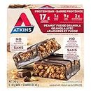Atkins Protein Bars - Peanut Fudge Granola, Low Sugar, Keto Friendly, High Protein, High Fibre, 1g Sugar, 2g Carbs, 5ct