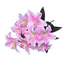 Best Artificial 45 cm Stargazer Lillies 10 Köpfe Blumenspray Strauß Lilien Dekor Neu
