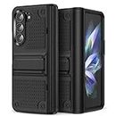 HIYUUTTBS for Samsung Galaxy Z Fold 5 Case, Shockproof 2 in 1 Silicone Rubber with Hard PC Rugged Full Body Protection Phone Cover for Samsung Galaxy Z Fold 5, Black(YZ-52)