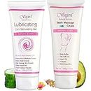 Vigini Natural Body Skin Toner Massage Gel Cream Anti Aging & Lubricating Lube Lubrication Lubricants Gel Jelly for Women Vaginal Moisturizer Water Based Wash able Non Staining No Added Color or Fragrance 200G