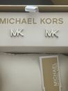 Michael Kors Womens MK Logo Stud Earrings Silver Tone Brass