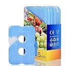 Cold Ice Pack Brick Reusable Long Lasting Cool Slim Thin Freezer Pack Cooler for Lunch Boxes Bag Canned Soda Beer Camping(200g,Set of 5)