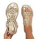 Sandalias 2023 Planas de Verano para Mujer Comodas Moda Sexy Verano Sandalias de Tiras de Cristal para Mujer Tobillo Correa Elástica de Playa Elegantes Damas Zapatos, para niñas