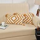Wisdom Decor Sofa Cushion Cover Cotton for Living Room Couch Soft Pillow Cover (12" x 20", Yellow Diamond) Pack of 1