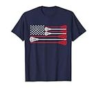 Vintage USA American Flag Lacrosse Player Lover Patriotic T-Shirt