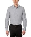 Kenneth Cole REACTION Unlisted Men's Slim Fit Check Spread Collar Dress Shirt, Grey, 16"-16.5" Neck 32"-33" Sleeve