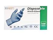 WH Safety Nitrile Gloves | Latex Free & Powder Free Surgical Gloves | Non-Sterile Exam Gloves | Disposable | Multipurpose Powder Free Gloves (Small)