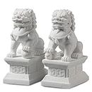 Large Size Foo Dog Statue,Pair of Guardian Lions,Asian Stone Statues Feng Shui Decor for Home Decorations,Gray,18cm