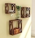 Home Sparkle MDF Wooden Wall Shelves (Brown)