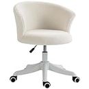 Vinsetto Armless Office Chair, Fluffy Computer Desk Chair with Adjustable Height, Swivel Wheels, Mid Back, White