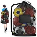Extra Large Soccer Ball Bag, 40" x 30" Ball Bag Mesh with Adjustable Strap and Pocket, Heavy Duty Sports Balls Sack Net for Coaches, Basketball and Volleyball Training Equipment