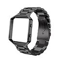 TopTen Uhrenarmband mit Rahmen kompatibel für Fitbit Blaze Smartwatch, Edelstahlarmband Ersatzzubehör Verstellbares Armband (schwarz)