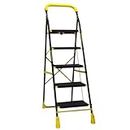 Homace Samarth Special 5 Step Ladder for Home Use | Foldable Ladder for Home | Heavy Duty Steel Stairs for Home Use | Anti Skid Shoes and Wide Step Ladder 5 Step | Steel Ladder for Home Yellow & Black
