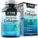 Marine Collagen Capsules 1400mg with Hyaluronic Acid, High Strength Collagen Supplement, Hydrolyzed Collagen Supplement for Women and Men (Not Collagen Powder or Tablets)