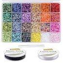 EuTengHao 9600pcs Pony Tube Beads Kit Bugle Glass Seed Beads Small Craft Beads for DIY Bracelet Necklaces Crafting Jewelry Making Supplies with Two Crystal String (7mm, 400 Per Color, 24 Colors)