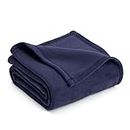 Vellux Plush Blanket King Size - Plush Bed Blanket - All Season Warm Lightweight Super Soft Throw Blanket - Blue Blanket - Hotel Quality - Plush Blanket for Couch (108x90 Inches, Blue)
